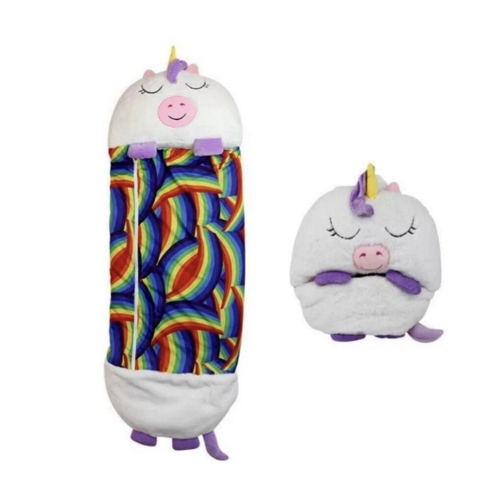 Happy Nappers Arianna Rainbow Unicorn Sleeping Bag Medium 20x54 Plush Pillow Kid